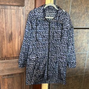 Lucky Brand Premium Performance Waterproof Long Leopard Print Anorak Size Small